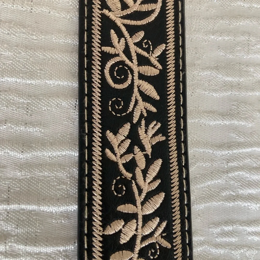Illuma Western Tooled Leather Belt with Large Silver Engraved Buckle